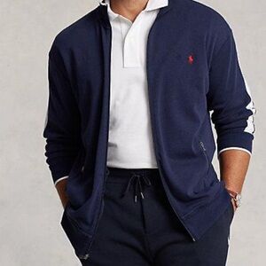 Polo Ralph Lauren Navy Blue Full Zip Track Jacket XLT Interlock X-Large